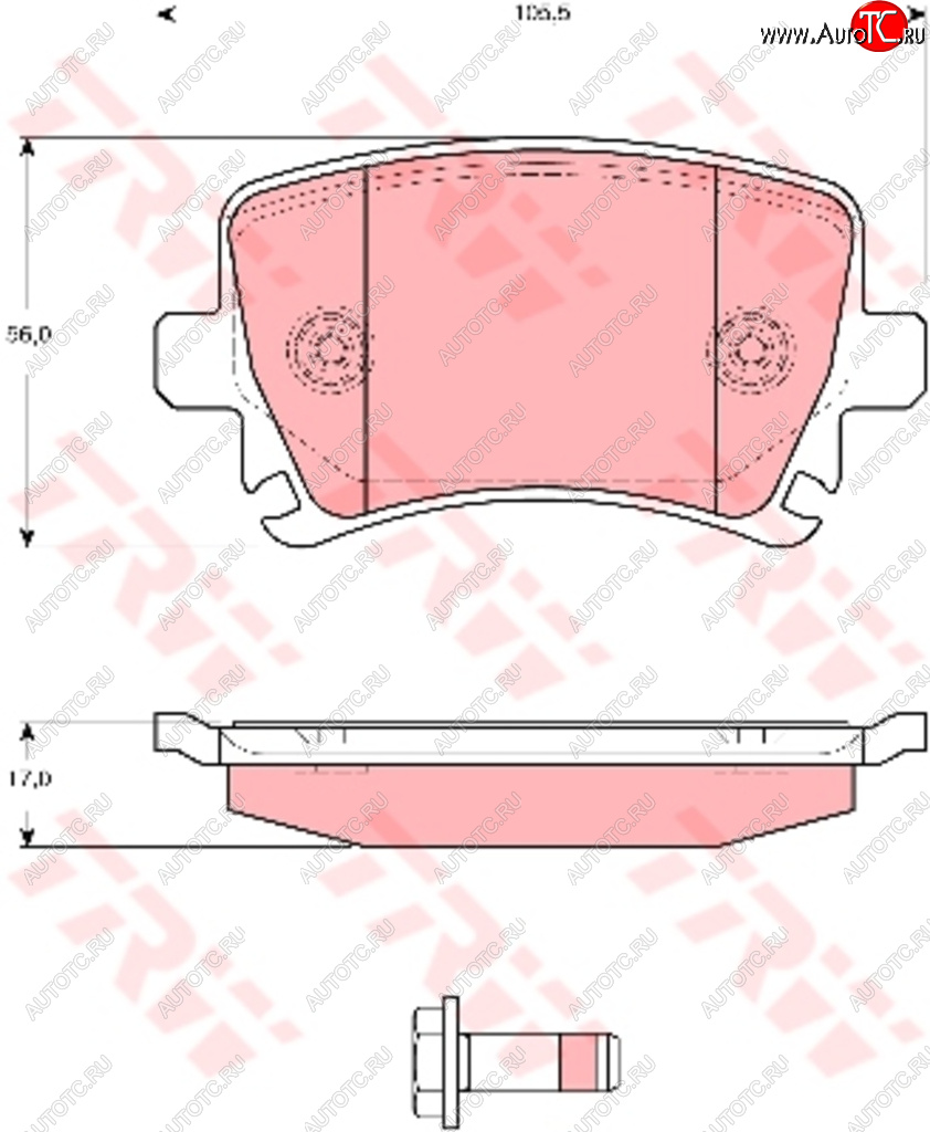 3 299 р. Колодки тормозные передние (4шт.) TRW Audi A3 8V1 хэтчбэк 3 дв. дорестайлинг (2012-2016)  с доставкой в г. Воронеж