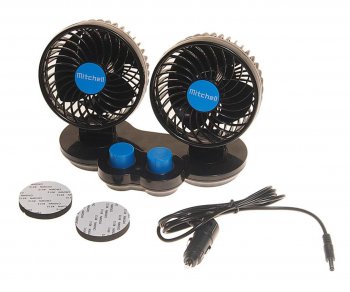 Вентилятор в салон 12V двойной на платформе синий MITCHELL MITCHELL hx-t307e dc12v blue