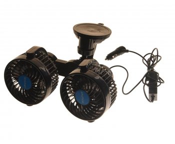 Вентилятор в салон 12V двойной на присоске синий MITCHELL MITCHELL hx-t707e dc12v blue