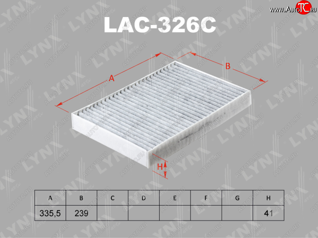 1 359 р. Фильтр воздушный салона VOLVO S90,XC90 (14-) угольный LYNX LYNX lac326c  с доставкой в г. Воронеж