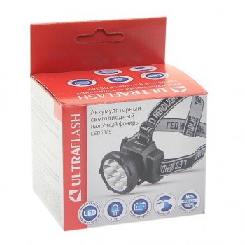 599 р. Фонарь налобный аккумуляторный ULTRAFLASH ULTRAFLASH led5365  с доставкой в г. Воронеж. Увеличить фотографию 4
