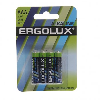 41 р. Батарейка AAA LR03 1.5V блистер 4шт. (цена за 1шт.) Alkaline ERGOLUX ERGOLUX lr03 bl-4  с доставкой в г. Воронеж. Увеличить фотографию 3