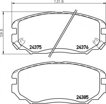 1 239 р. Колодки тормозные передние (4шт.) MINTEX Hyundai Sonata NF дорестайлинг (2004-2008)  с доставкой в г. Воронеж. Увеличить фотографию 1