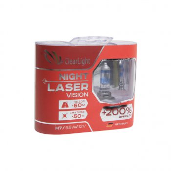 1 059 р. Лампа 12V H7 55W +200% (2шт.) Night Laser Vision CLEARLIGHT Jeep Grand Cherokee WK (2004-2010)  с доставкой в г. Воронеж. Увеличить фотографию 1