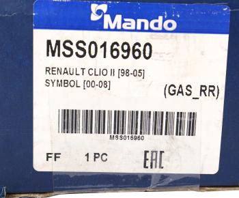 3 399 р. Амортизатор RENAULT Clio (98-05) задний левый/правый газовый MANDO MANDO mss016960 MANDO mss016960  с доставкой в г. Воронеж. Увеличить фотографию 3