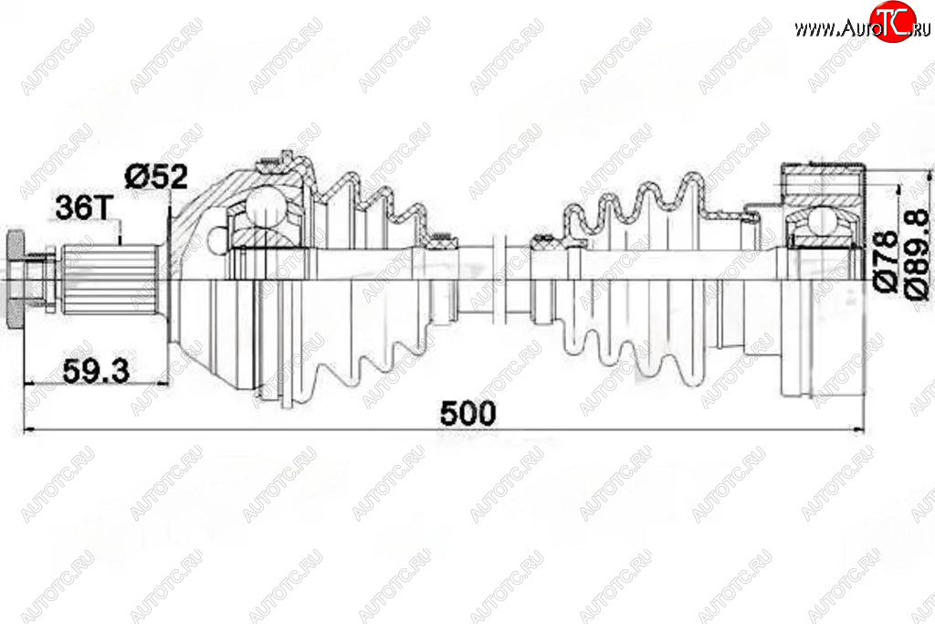 7 899 р. Вал привода VW Polo (01-09) колеса переднего левого PATRON PATRON pds0206  с доставкой в г. Воронеж