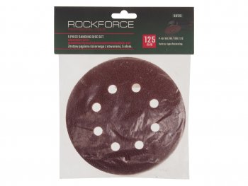 Бумага наждачная на липучке D125 P40-120 8 отверстий 5шт. ROCKFORCE ROCKFORCE rf-sd125