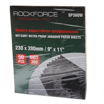 Бумага наждачная водостойкая P-360 (230х280) 50шт. ROCKFORCE ROCKFORCE rf-sp360w
