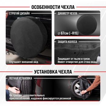 1 069 р. Чехол на запасное колесо R-15 d=67см оксфорд черный SKYWAY SKYWAY s06301065  с доставкой в г. Воронеж. Увеличить фотографию 2