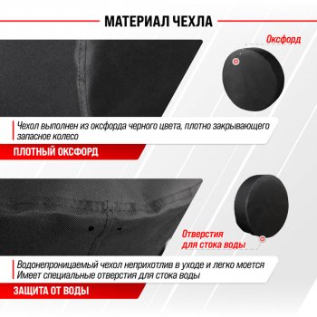 1 069 р. Чехол на запасное колесо R-15 d=67см оксфорд черный SKYWAY SKYWAY s06301065  с доставкой в г. Воронеж. Увеличить фотографию 3