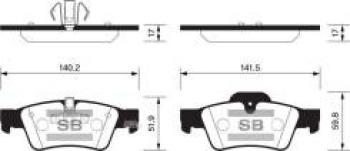 Колодки тормозные задние (4шт.) SANGSIN Mercedes-Benz (Мерседес-Бенс) ML class (Мл)  W164 (2005-2011) W164 дорестайлинг, рестайлинг