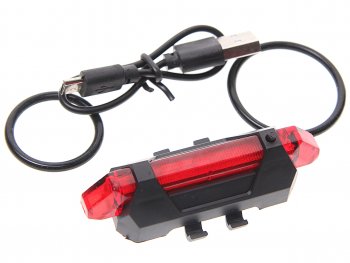 Фонарь велосипедный задний USB кабель с аккумулятором 918mAh 2 режима красный Led NO NAME ут00021659
