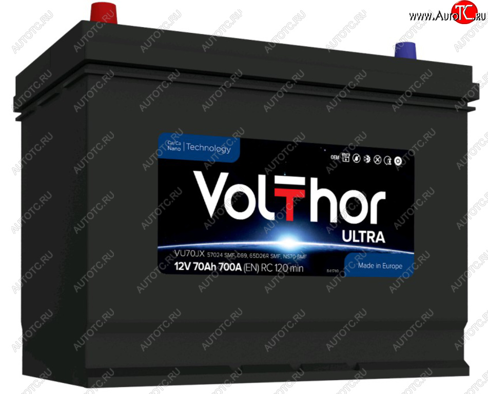 13 649 р. Аккумулятор VOLTHOR Ultra 70Ач VOLTHOR 6ст70(1) 57024 d26  с доставкой в г. Воронеж