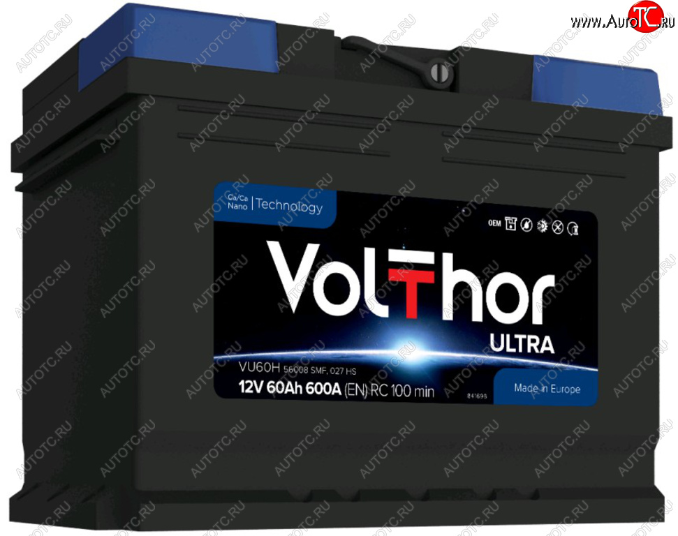 10 549 р. Аккумулятор VOLTHOR Ultra 60Ач обратная полярность VOLTHOR 6ст60(0) 56008  с доставкой в г. Воронеж