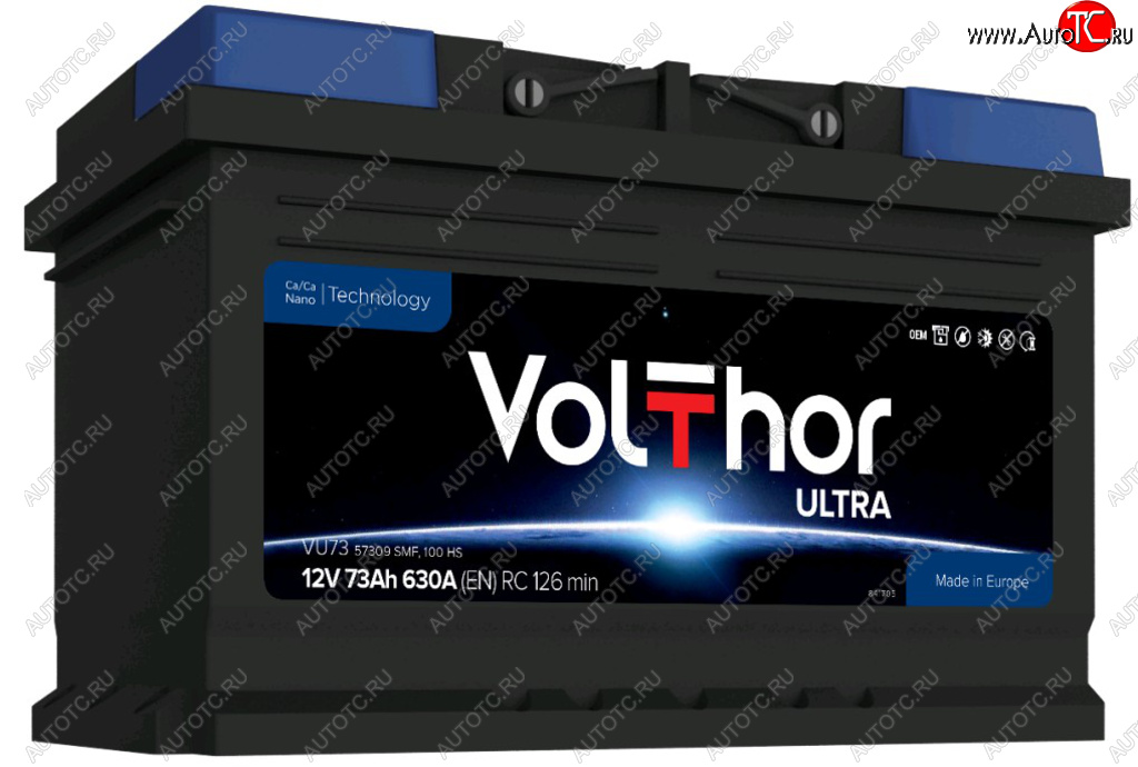 11 549 р. Аккумулятор VOLTHOR Ultra 73Ач обратная полярность,низкий VOLTHOR 6ст73(0) 57309  с доставкой в г. Воронеж