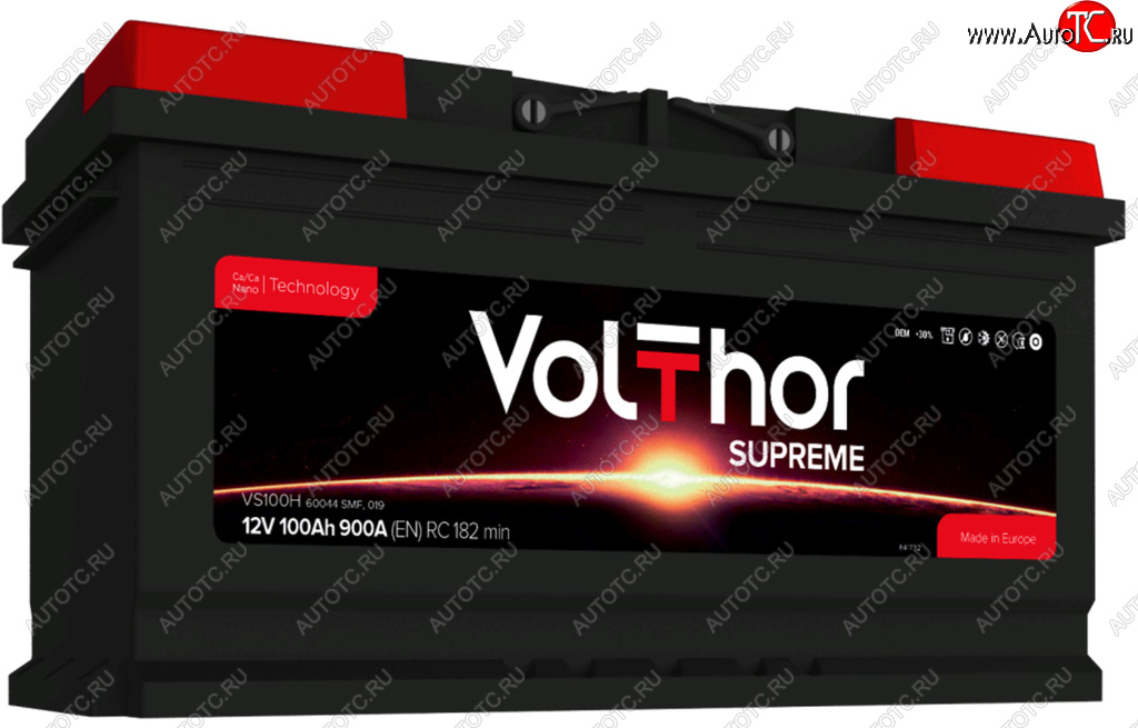 15 799 р. Аккумулятор VOLTHOR Supreme 100Ач обратная полярность VOLTHOR 6ст100(0) 60044  с доставкой в г. Воронеж