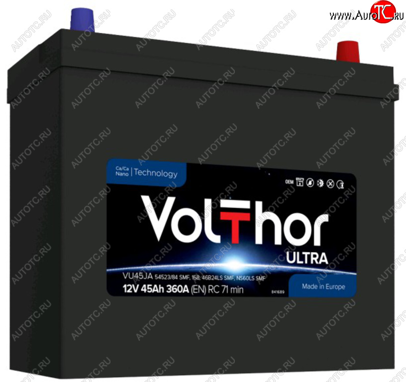 8 749 р. Аккумулятор VOLTHOR Ultra 45Ач обратная полярность VOLTHOR 6ст45(0) 5452384 b24  с доставкой в г. Воронеж