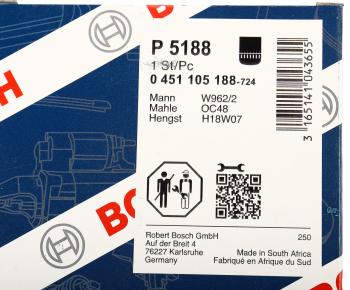 1 549 р. Фильтр масляный RENAULT Midliner BOSCH BOSCH 0451105188  с доставкой в г. Воронеж. Увеличить фотографию 4