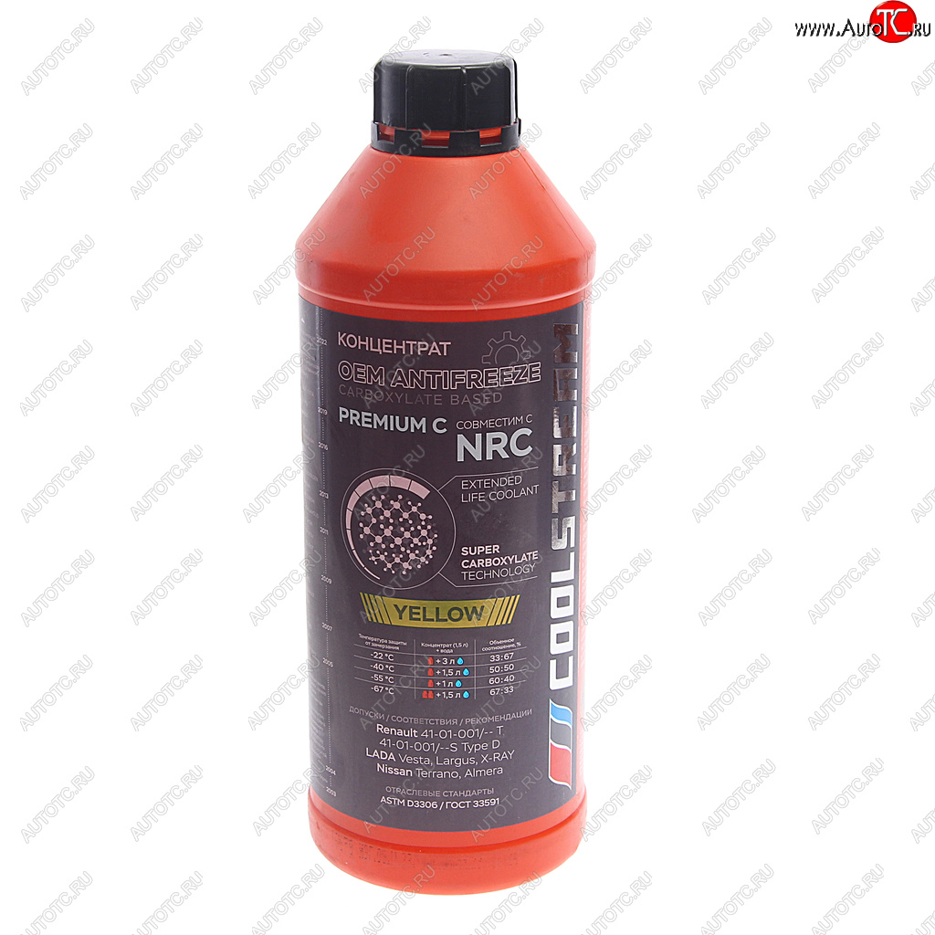 1 159 р. Антифриз желтый -76C концентрат 1.5л Premium C NRC COOL STREAM COOL STREAM cs-010114-c-ye  с доставкой в г. Воронеж