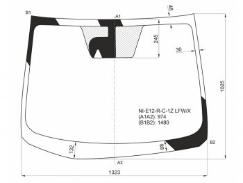 Стекло лобовое (Камера) Nissan Note 12-16 XYG NI-E12-R-C-1Z LFW/X