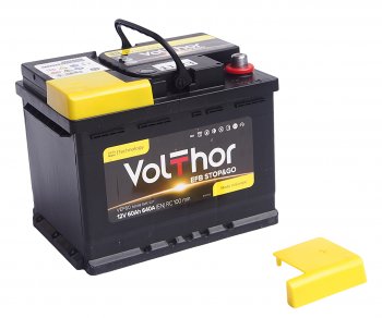 12 349 р. Аккумулятор VOLTHOR EFB 60Ач обратная полярность VOLTHOR 6ст60(0) 56088  с доставкой в г. Воронеж. Увеличить фотографию 2