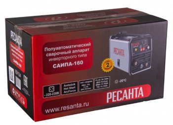 8 949 р. Аппарат сварочный 6.2кВт 30-160А d=4.00.8-1.0 220В инвертор полуавтомат РЕСАНТА РЕСАНТА саипа-160  с доставкой в г. Воронеж. Увеличить фотографию 8