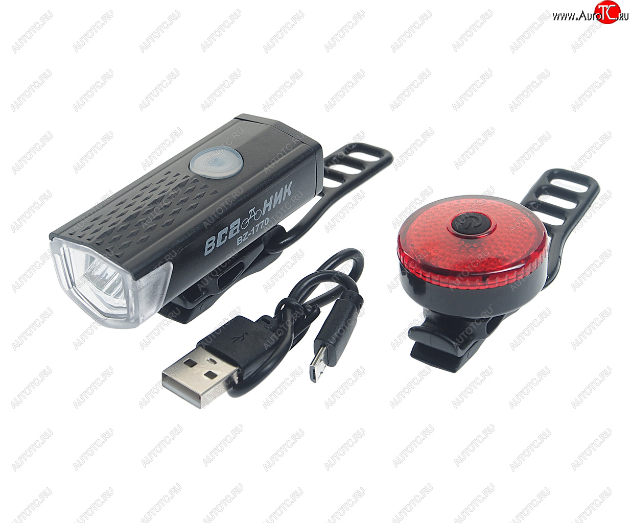 629 р. Фонарь велосипедный набор USB кабель с аккумулятором NO NAME bz-1770  с доставкой в г. Воронеж