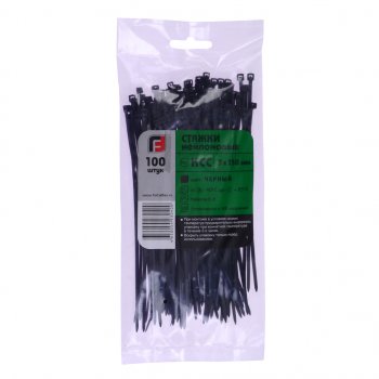 Хомут-стяжка 150х3.0 пластик черный (100шт.) FORTISFLEX FORTISFLEX 1003150-1