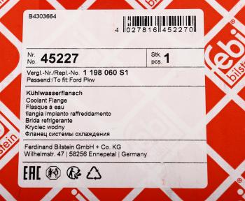 4 099 р. Фланец FORD Focus (97-11) системы охлаждения FEBI FEBI 45227  с доставкой в г. Воронеж. Увеличить фотографию 6