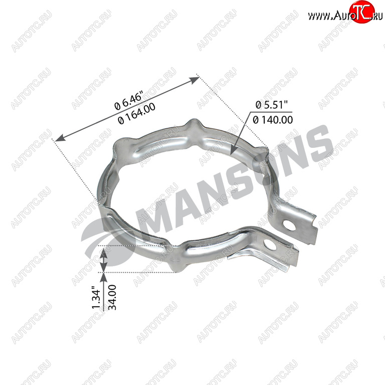 359 р. Хомут глушителя VOLVO FH12,16 (140х30мм) рифленый MANSONS MANSONS 900.619  с доставкой в г. Воронеж