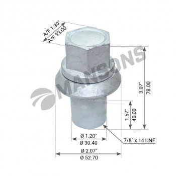 Гайка колеса VOLVO (78-14unf 38x78.5x52.8x33) MANSONS MANSONS 900.462