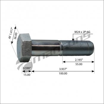 Болт SAF амортизатора (M24x2х100мм) MANSONS MANSONS 600.181