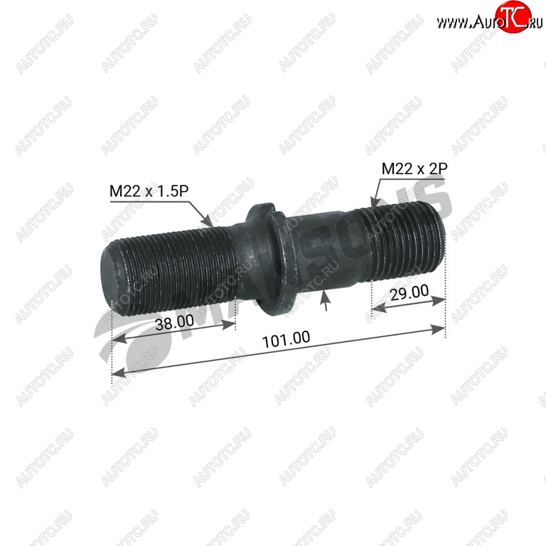 236 р. Шпилька колеса BPW (M22х1.5х45, M22х2.0х48 L=100мм) MANSONS MANSONS 300.210  с доставкой в г. Воронеж