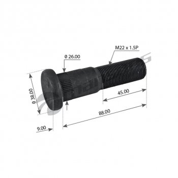 Шпилька колеса FRUEHAUF (M22x1.5, L=98) MANSONS MANSONS 300.532