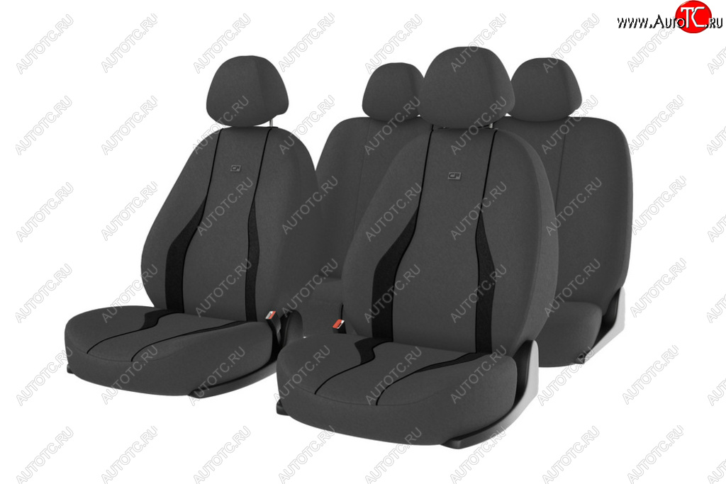 1 699 р. Универсальные чехлы сидений (майка, 11 предм., полиэстер)Neon CARFASHION  Volvo XC60  дорестайлинг (2008-2013) (серо-черные)  с доставкой в г. Воронеж