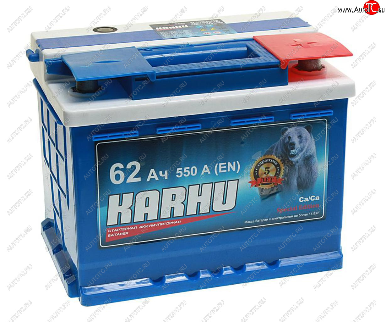 7 299 р. Аккумулятор KARHU 62Ач обратная полярность KARHU 6ст62(0)  с доставкой в г. Воронеж