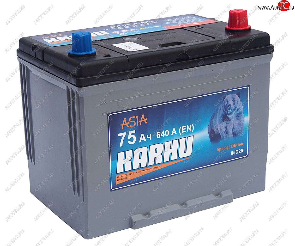 9 449 р. Аккумулятор KARHU Asia 75Ач обратная полярность KARHU 6ст75(0) 85d26l  с доставкой в г. Воронеж