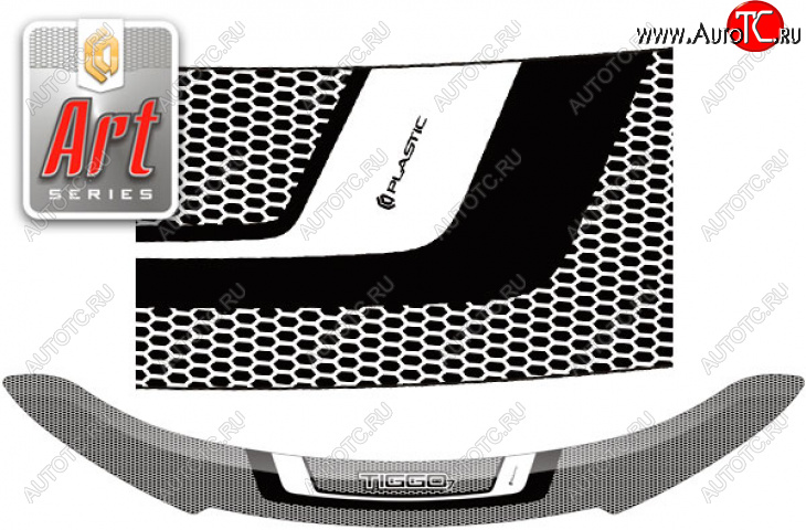 2 479 р. Дефлектор капота CA-Plastic  Chery Tiggo 7 Pro Max  T1E (2022-2025) дорестайлинг, рестайлинг (Серия Art черная)  с доставкой в г. Воронеж