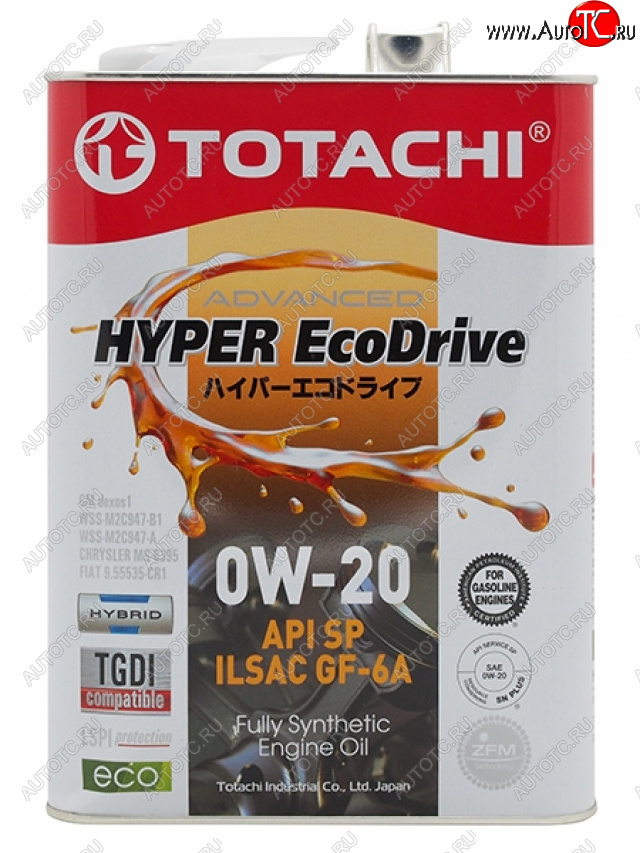 4 499 р. Масло моторное TOTACHI HYPER Ecodrive Fully Synthetic SPRCGF-6A 0W-20 4л TOTACHI E0104  с доставкой в г. Воронеж