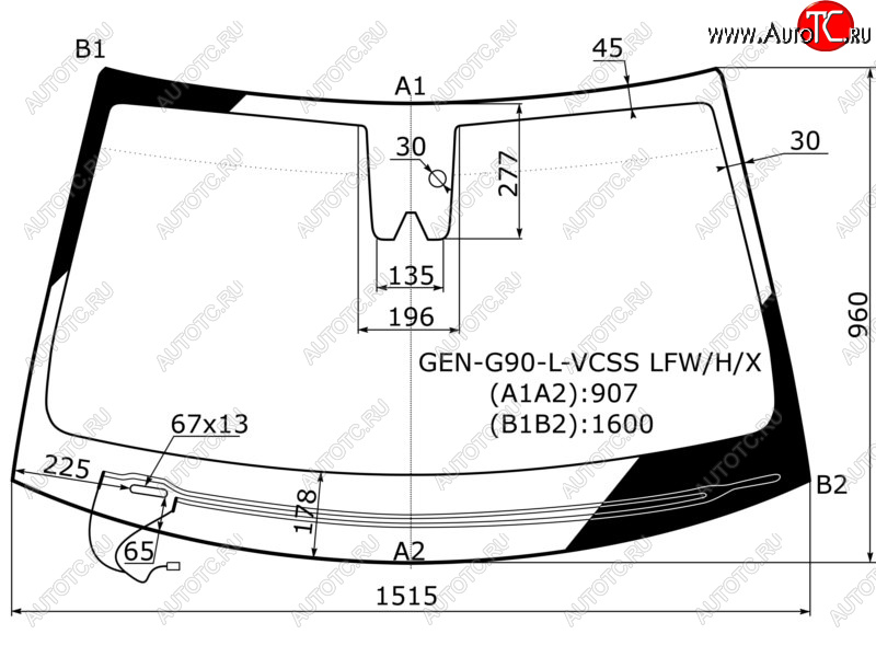 11 299 р. Стекло лобовое (Обогрев щеток Камера Датчик дождя) Genesis G90 16-19 XYG GEN-G90-L-VCSS LFW/H/X  с доставкой в г. Воронеж