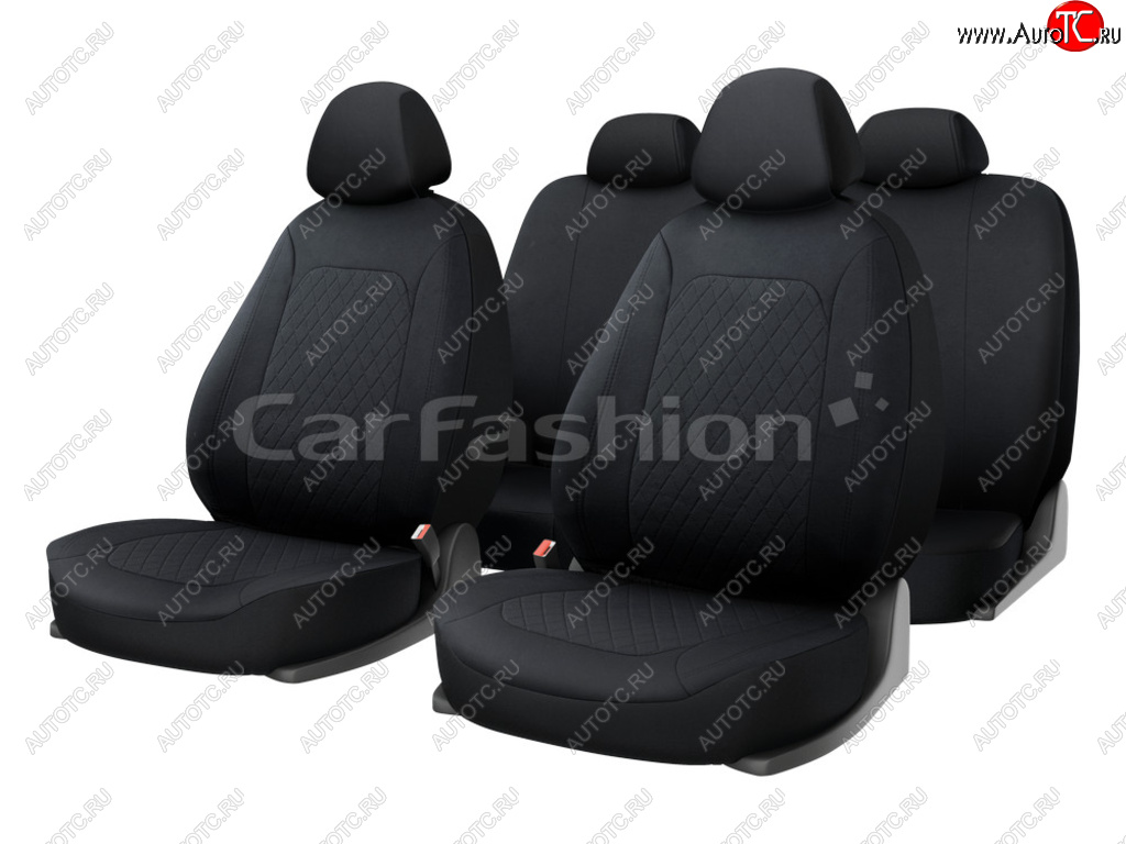 1 669 р. Авточехлы универсальные полиэстер черные (11 предм.) Cross CARFASHION CARFASHION 10127  с доставкой в г. Воронеж