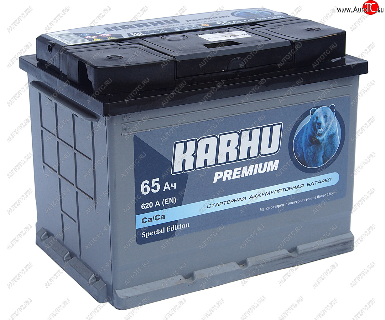 8 299 р. Аккумулятор KARHU Premium 65Ач обратная полярность KAINAR 6ст65(0)  с доставкой в г. Воронеж