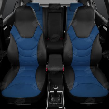 8 999 р. Авточехлы универсальные экокожа черно-синие комплект Recaro AVTOLIDER AVTOLIDER urek31-0303  с доставкой в г. Воронеж. Увеличить фотографию 2