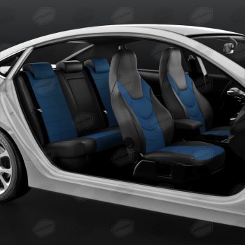 8 999 р. Авточехлы универсальные экокожа черно-синие комплект Recaro AVTOLIDER AVTOLIDER urek31-0303  с доставкой в г. Воронеж. Увеличить фотографию 4