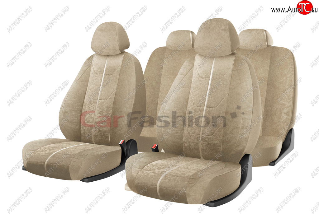 3 099 р. Авточехлы универсальные алькантара бежевые (11 предм.) Cruise CARFASHION CARFASHION 10102  с доставкой в г. Воронеж