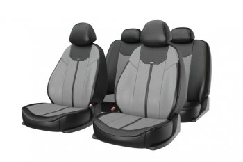 Авточехлы универсальные экокожа черно-серые (11 предм.) Mustang CARFASHION CARFASHION 10032