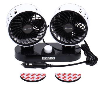 Вентилятор в салон 12V двойной на платформе черно-белый AIRLINE AIRLINE acf-12-05