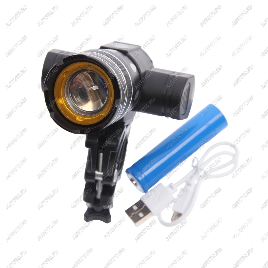1 039 р. Фонарь велосипедный передний USB кабель с аккумулятором 1200mAh Led NO NAME 234575  с доставкой в г. Воронеж