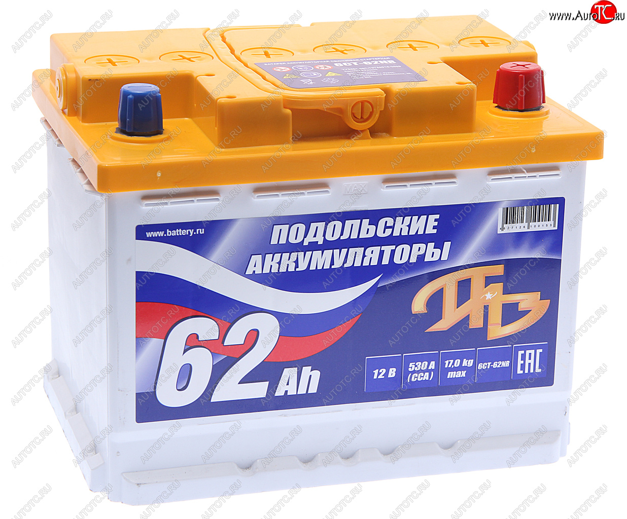 5 399 р. Аккумулятор ПОДОЛЬСК 62Ач обратная полярность ПОДОЛЬСК 6ст62(0)  с доставкой в г. Воронеж