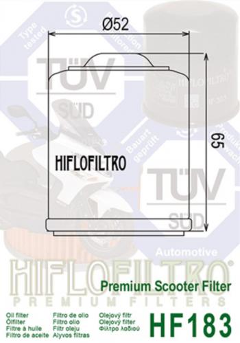 679 р. Фильтр масляный мото SCOOTER HIFLO FILTRO HIFLO FILTRO hf183  с доставкой в г. Воронеж. Увеличить фотографию 2